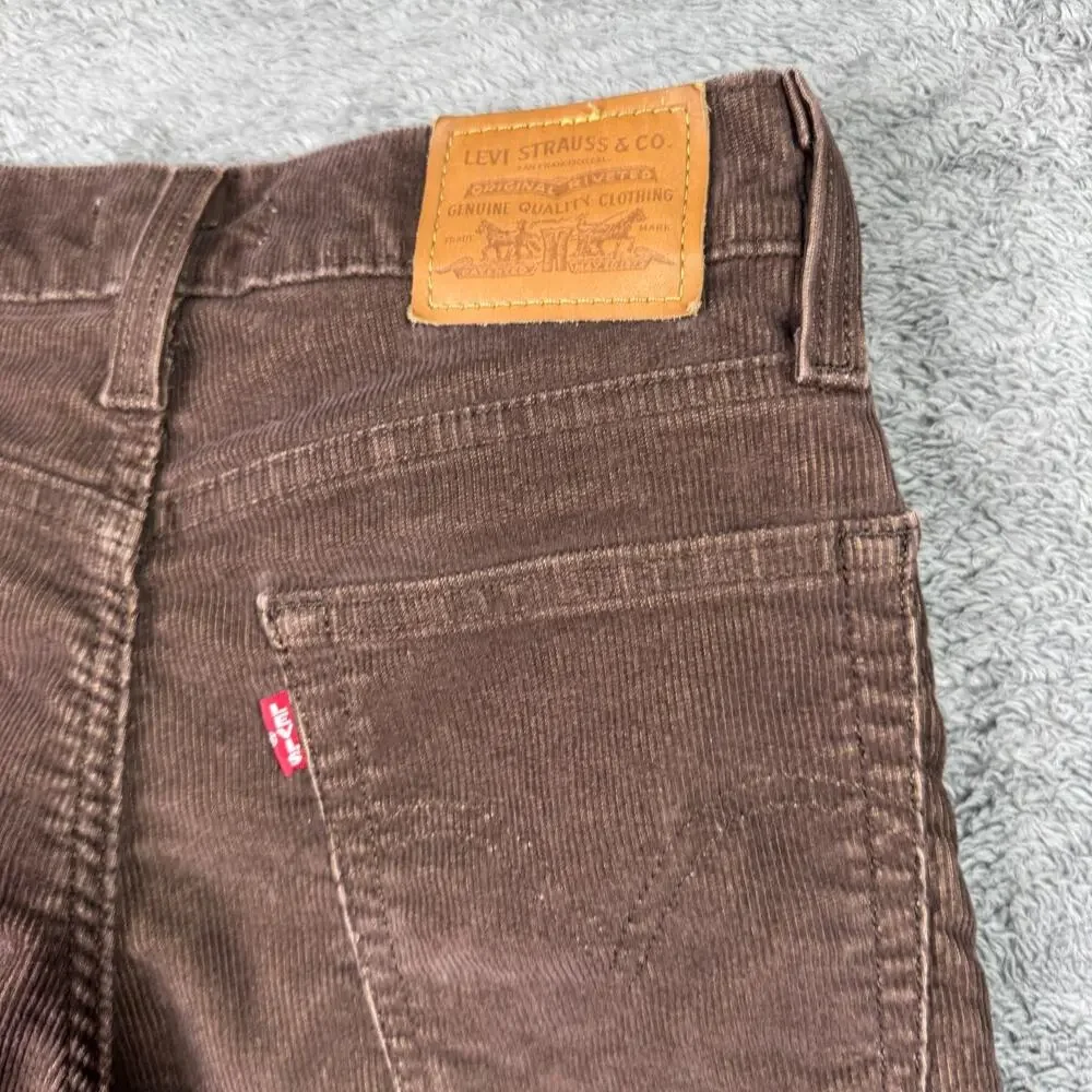 Levi’s PREMIUM WEDGIE STRAIGHT BIG E Hot Fudge Corduroy Pants Jeans Patchwork 25 - Picture 5 of 12